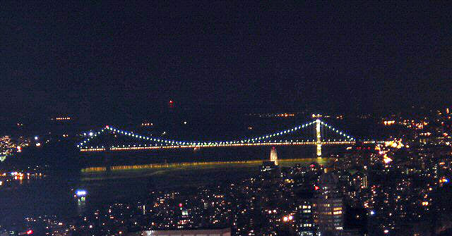 A view to the northwest from the Empire State Building at night