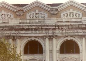 The entrance at the front of the station before restoration